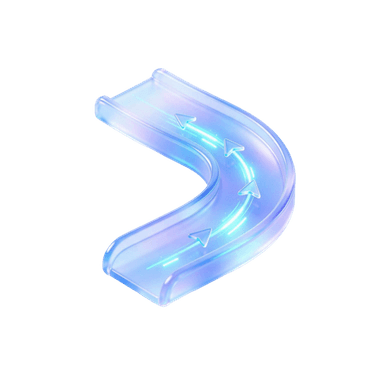 Curved road with arrows flowing along it