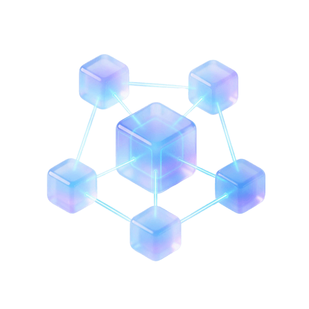 Network of connected cubes around a central one